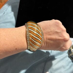 Elegant Gold and Silver Bracelet with Crystal Details